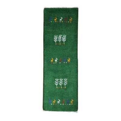 ペルシャ絨毯<br>シラーズ産ギャッベ<br>毛100％　39×117cm<br>商品番号 90917