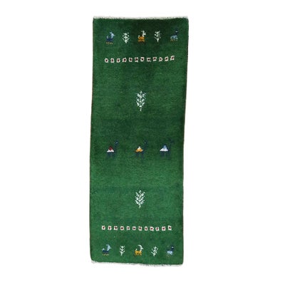 ペルシャ絨毯<br>シラーズ産ギャッベ<br>毛100％　43×110cm<br>商品番号 90918