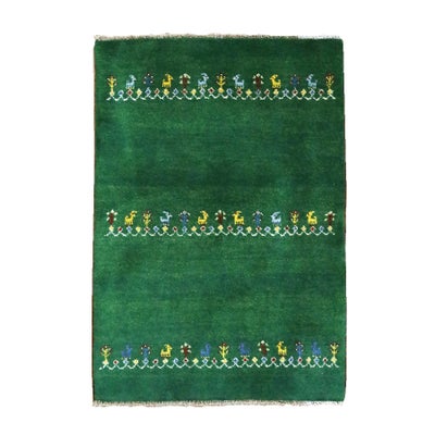 ペルシャ絨毯<br>シラーズ産ギャッベ<br>毛100％ 84×119cm<br>商品番号 90846