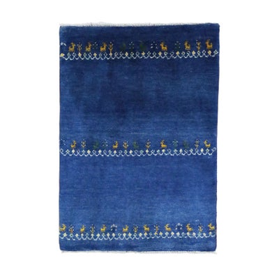 ペルシャ絨毯<br>シラーズ産ギャッベ<br>毛100％ 83×117cm<br>商品番号 90847