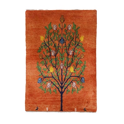 ペルシャ絨毯<br>シラーズ産ギャッベ<br>毛100％ 81×119cm<br>商品番号 90849