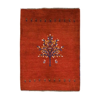 ペルシャ絨毯<br>シラーズ産ギャッベ<br>毛100％ 89×120cm<br>商品番号 90851