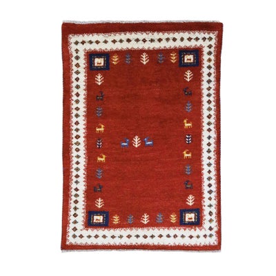 ペルシャ絨毯<br>シラーズ産ギャッベ<br>毛100％ 77×114cm<br>商品番号 90852