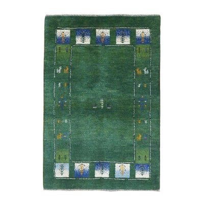 ペルシャ絨毯<br>シラーズ産ギャッベ<br>毛100% 99×149cm<br>商品番号90858