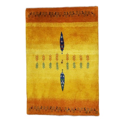 ペルシャ絨毯<br>シラーズ産ギャッベ<br>毛100% 99×147cm<br>商品番号90860