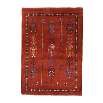 ペルシャ絨毯<br>シラーズ産ギャッベ<br>毛100% 102×144cm<br>商品番号90865