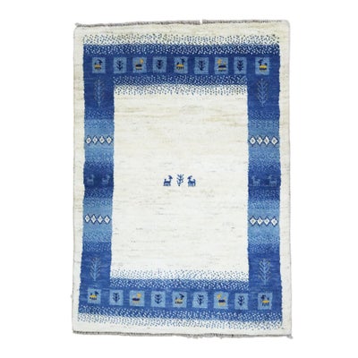 ペルシャ絨毯<br>シラーズ産ギャッベ<br>毛100% 99×143cm<br>商品番号90868