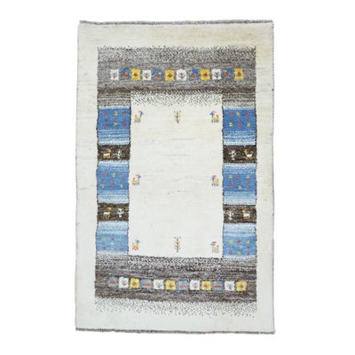 ペルシャ絨毯<br>シラーズ産ギャッベ<br>毛100% 95×151cm<br>商品番号90874