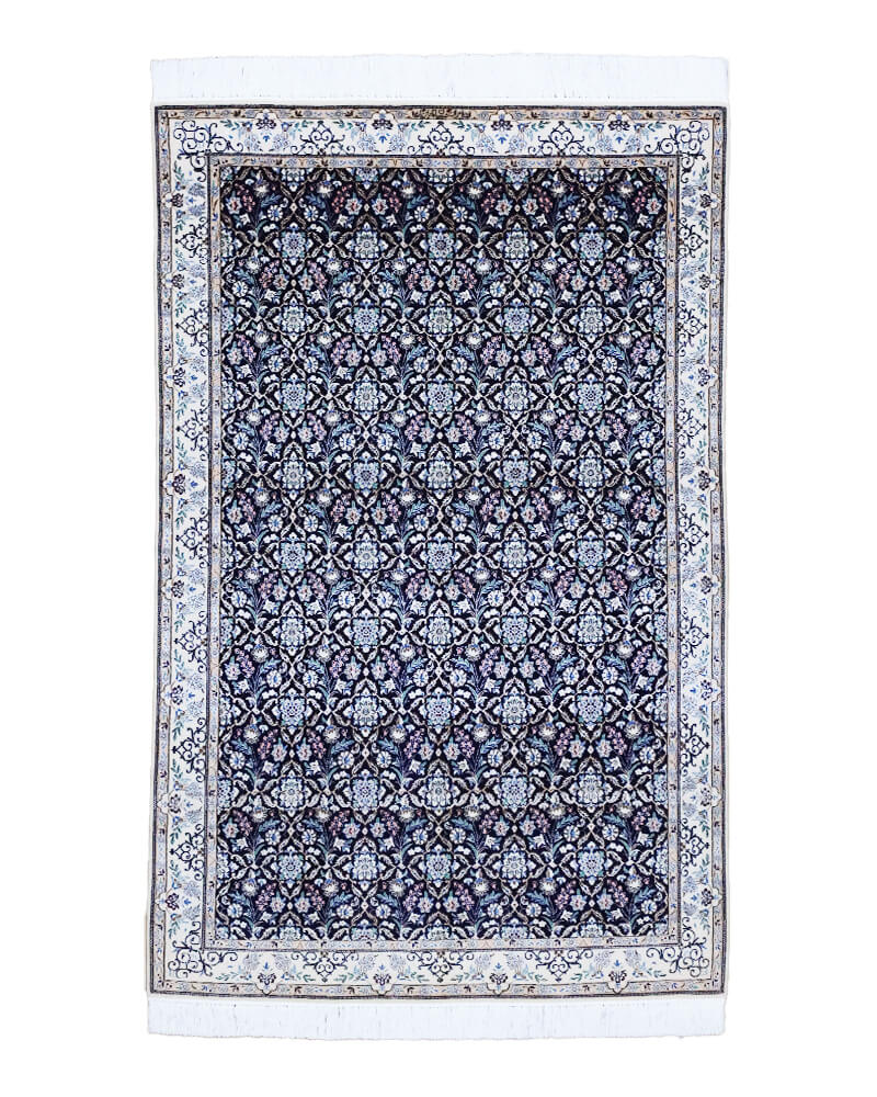 ペルシャ絨毯ナイン産（シシラ） ハビビアン工房毛＆絹 128×204cm商品
