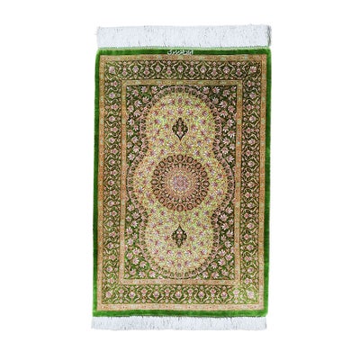 ペルシャ絨毯クム産<br>ムサヴィ工房<br>絹100％ 60×90cm<br>商品番号91276