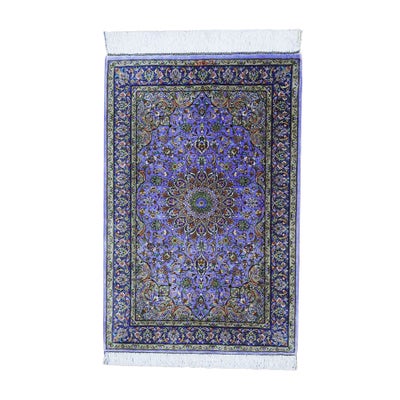 ペルシャ絨毯クム産<br>ラスリ工房<br>絹100％ 60×92cm<br>商品番号91279