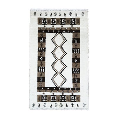ペルシャ絨毯<br>シラーズ産ギャッベ<br>ファインカシュクリ<br>毛100％　63×103cm<br>商品番号91188
