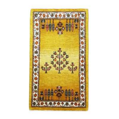 ペルシャ絨毯<br>シラーズ産ギャッベ<br>ファインカシュクリ<br>毛100％　59×104cm<br>商品番号91190