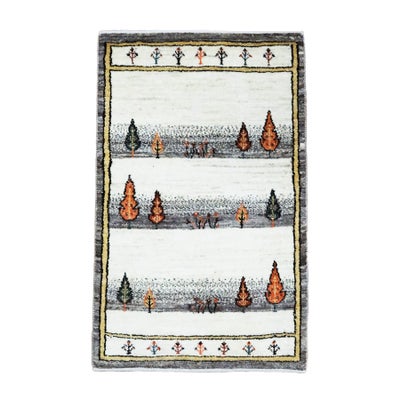 ペルシャ絨毯<br>シラーズ産ギャッベ<br>ファインカシュクリ<br>毛100％　62×96cm<br>商品番号91212