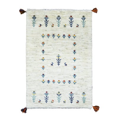 ペルシャ絨毯<br>シラーズ産ギャッベ<br>ファインカシュクリ<br>毛100％　64×95cm<br>商品番号91215