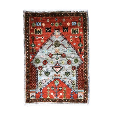 ペルシャ絨毯<br>シラーズ産<br>毛100％ 61×86cm<br>商品番号91211