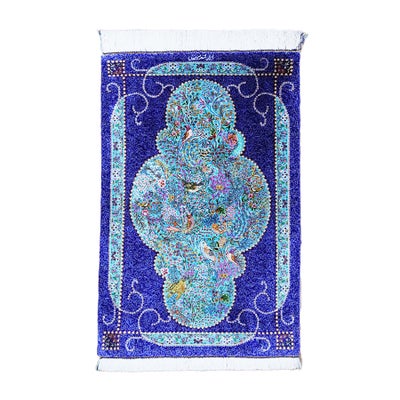ペルシャ絨毯クム産<br>ミルメヒティ工房<br>絹100％ 58×92cm<br>商品番号91200
