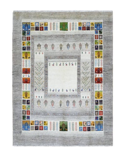 ペルシャ絨毯<br>シラーズ産ギャッベ<br>ファインカシュクリ<br>毛100%　157×206cm <br>商品番号91283