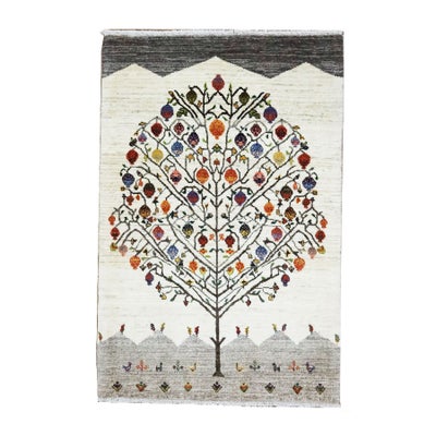ペルシャ絨毯<br>シラーズ産ギャッベ<br>ファインカシュクリ<br>毛100％ 84×130cm<br>商品番号 91287