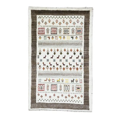 ペルシャ絨毯<br>シラーズ産ギャッベ<br>ファインカシュクリ<br>毛100％ 75×120cm<br>商品番号 91288