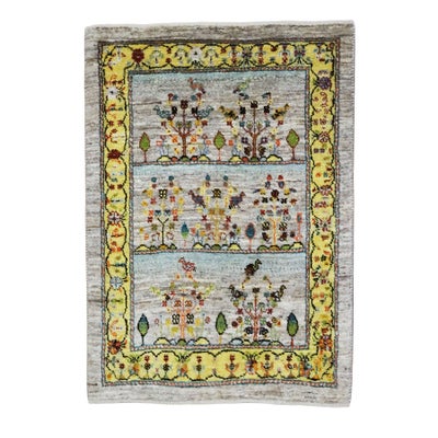 ペルシャ絨毯<br>シラーズ産ギャッベ<br>ファインカシュクリ<br>毛100％　66×95cm<br>商品番号91290