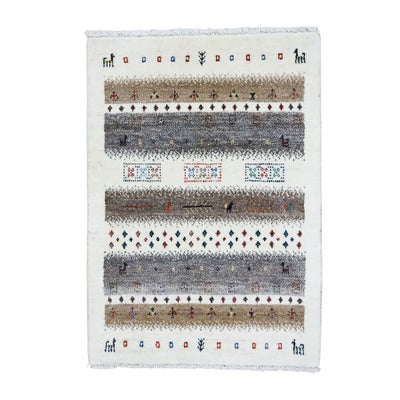 ペルシャ絨毯<br>シラーズ産ギャッベ<br>ファインカシュクリ<br>毛100％ 55×77cm<br>商品番号91292