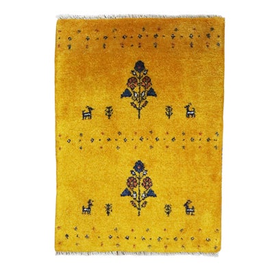 ペルシャ絨毯<br>シラーズ産ギャッベ<br>毛100％　61×84cm<br>商品番号91296