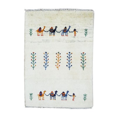 ペルシャ絨毯<br>シラーズ産ギャッベ<br>毛100％　60×84cm<br>商品番号91300