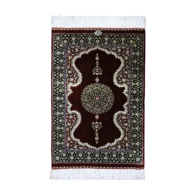ペルシャ絨毯クム産<br>ザリン工房<br>絹100％ 60×91cm<br>商品番号90785