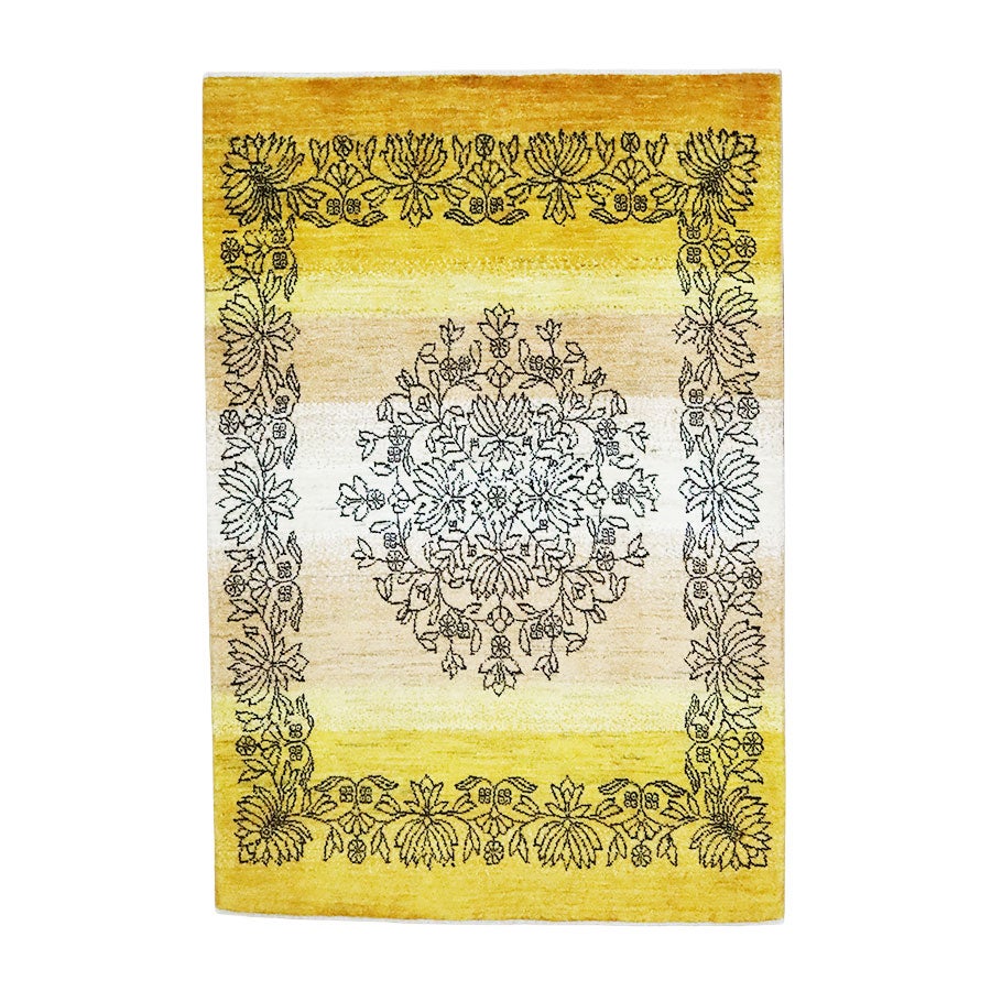 ペルシャ絨毯シラーズ産ギャッベファインカシュクリ毛100% 101×147cm