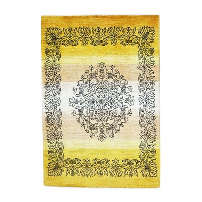 ペルシャ絨毯<br>シラーズ産ギャッベ<br>ファインカシュクリ<br>毛100%　101×147cm <br>商品番号91311