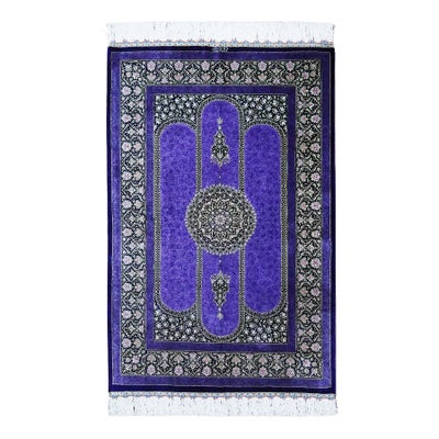 ペルシャ絨毯 クム産<br>ザリン工房<br>絹100% 82×129cm<br>商品番号91308
