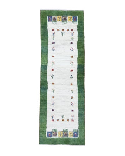 ペルシャ絨毯<br>シラーズ産ギャッベ<br>毛100％ 78×238cm<br>商品番号 91339