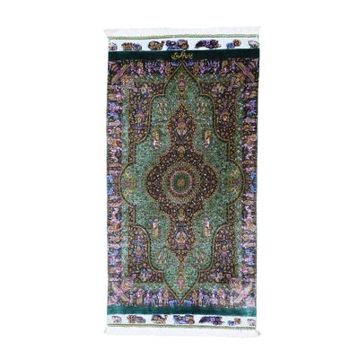 ペルシャ絨毯クム産<br>ザビヒ工房<br>絹100％ 51×90cm<br>商品番号91363