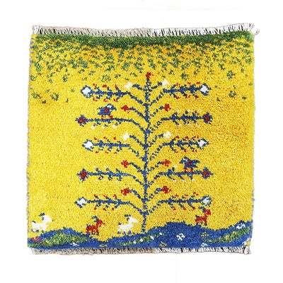 ペルシャ絨毯  手織り<br> ギャッベ  シラーズ産<br>毛100％　44×41cm<br>商品番号91088