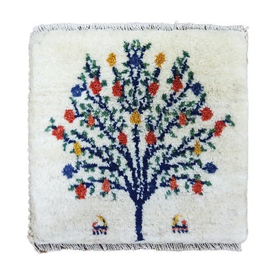 ペルシャ絨毯  手織り<br> ギャッベ  シラーズ産<br>毛100％　40×38cm<br>商品番号90457
