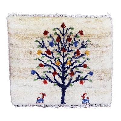 ペルシャ絨毯  手織り<br> ギャッベ  シラーズ産<br>毛100％　45×38cm<br>商品番号90458