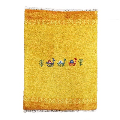 ペルシャ絨毯 手織り<br>ギャッベ　シラーズ産<br>毛100％　42×55cm<br>商品番号89511