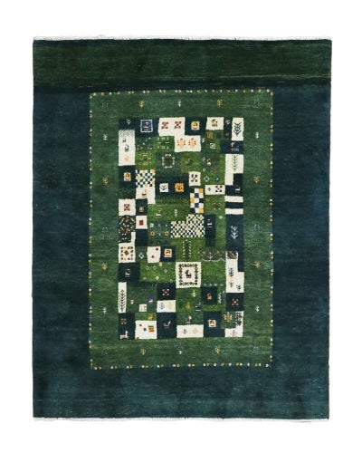ペルシャ絨毯<br>シラーズ産ギャッベ<br>毛100% 155×193cm<br>商品番号91391