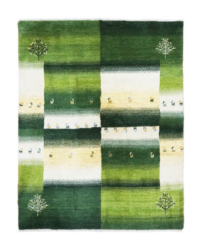 ペルシャ絨毯<br>シラーズ産ギャッベ<br>毛100% 153×191cm<br>商品番号91392