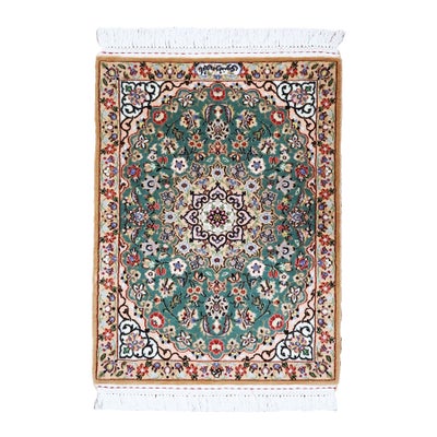 ペルシャ絨毯<br>ナイン産(6La)シシラ<br>モルタザヴィ工房<br>毛＆絹 49×65cm<br>商品番号 91411