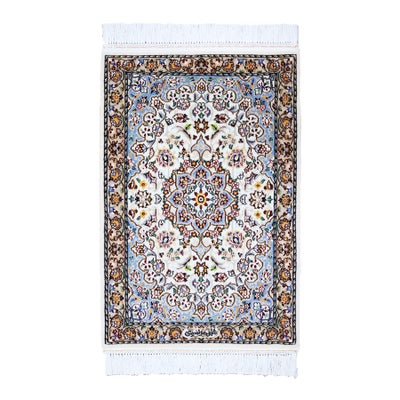 ペルシャ絨毯<br>ナイン産(6La)シシラ<br>モルタザヴィ工房<br>毛＆絹 50×74cm<br>商品番号 91414
