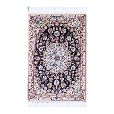 ペルシャ絨毯<br>ナイン産(6La)シシラ<br>モルタザヴィ工房<br>毛＆絹 50×74cm<br>商品番号 91416