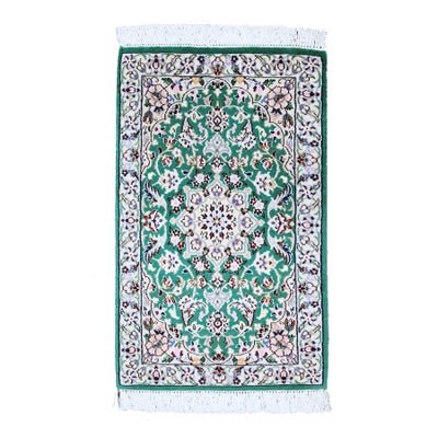 ペルシャ絨毯<br>ナイン産<br>毛＆絹 49×76cm<br>商品番号 91425