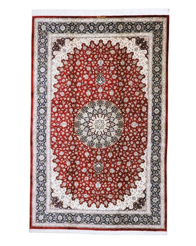 ペルシャ絨毯 クム産 <br>サーデグザーデ工房<br>絹100% 195×309cm<br>商品番号91445
