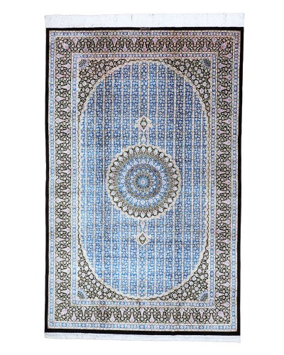 ペルシャ絨毯クム産<br>ムサヴィ工房<br>絹100% 194×304cm<br>商品番号91446