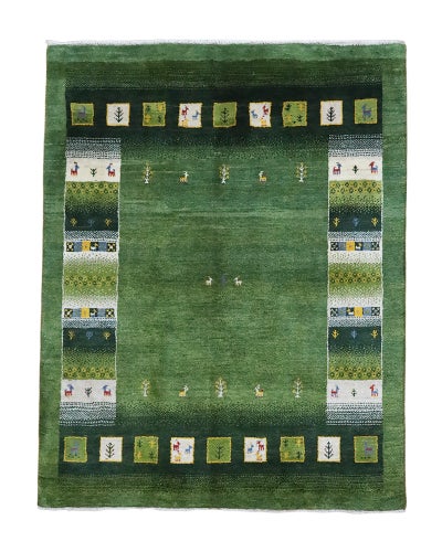 ペルシャ絨毯<br>シラーズ産ギャッベ<br>毛100% 149×189cm<br>商品番号89191