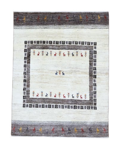 ペルシャ絨毯<br>シラーズ産ギャッベ<br>毛100% 158×202cm<br>商品番号91498