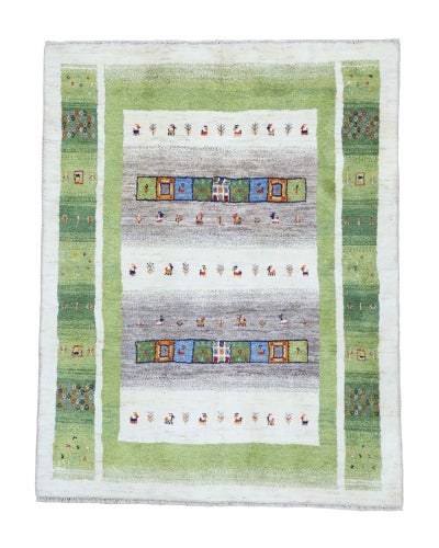 ペルシャ絨毯<br>シラーズ産ギャッベ<br>毛100% 152×194cm<br>商品番号91499