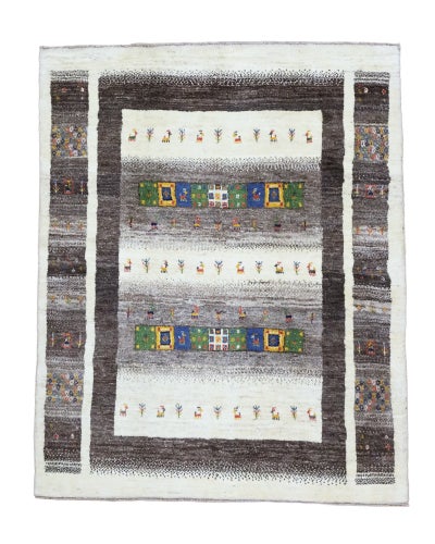 ペルシャ絨毯<br>シラーズ産ギャッベ<br>毛100% 155×191cm<br>商品番号91504